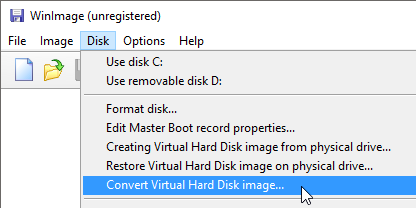 Choose to Convert Virtual Hard Disk Image